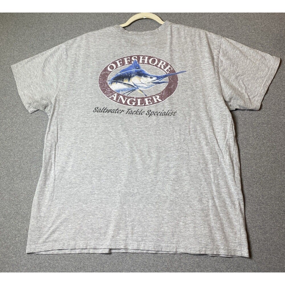 Off Shore Angler  Men T-shirt  Size XL With Front Pocket Gray ( See Pic)
